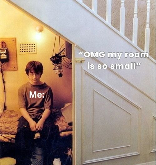 Harry Potter in cupboard bedroom meme
